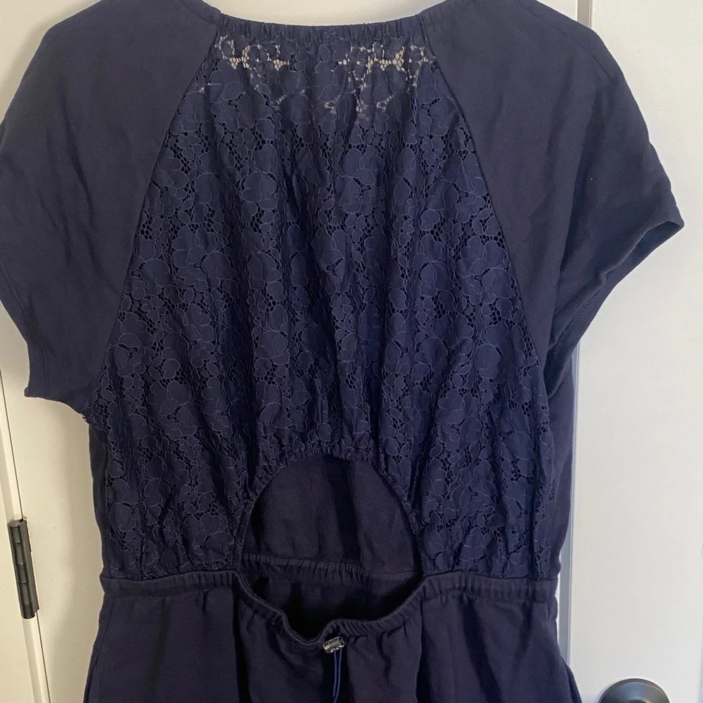 Kate Spade Dark Blue Short Sleeve Dress with lace and open back size XL